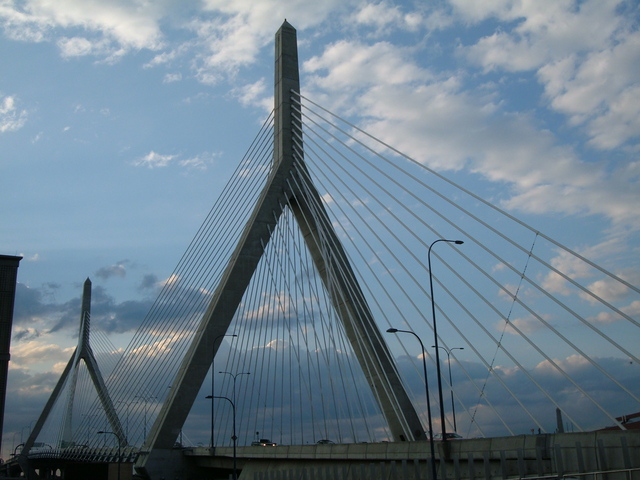 The Leonard P. Zakim bridge in all its weird-looking glory.