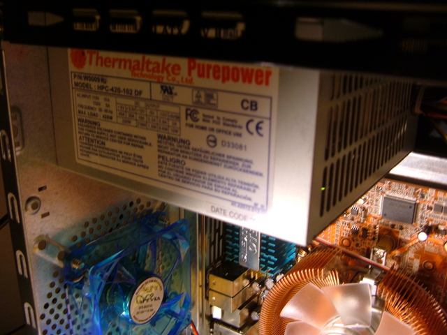 One of the only remaining parts from my old box - the Themaltake PSU.